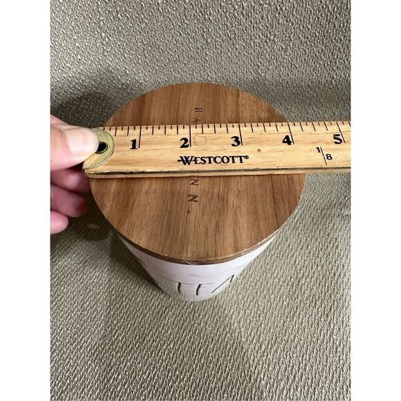 Rae Dunn TEA Cellar Canister Storage Ivory Brown Wood Lid Farmhouse 7” X 4” - Picture 13 of 13